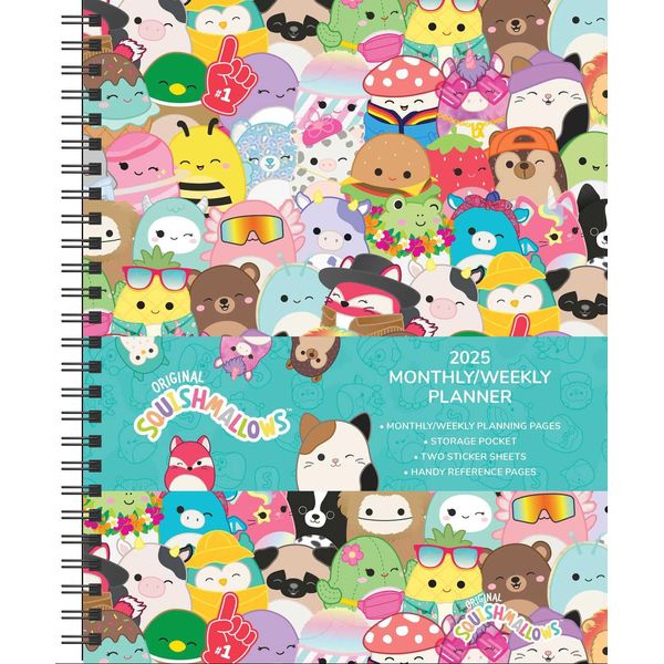 Squishmallows 12-Month 2025 Monthly/Weekly Planner Calendar