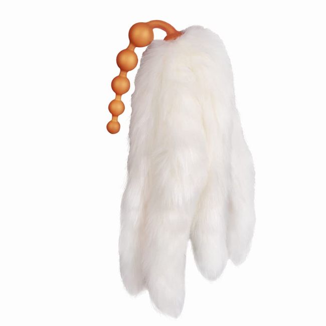 TaRiss's Set of 2, 5 Tails, Beads, Tail Plug, With Tail, 5 Beads, Versatile, Silicone, Faux Fur, Removable, Rose Gold, S, 1.2 x 7.9 inches (3 x 20 cm)