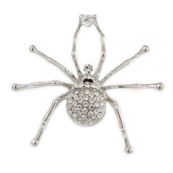 Giant Clear Crystal Spider Brooch