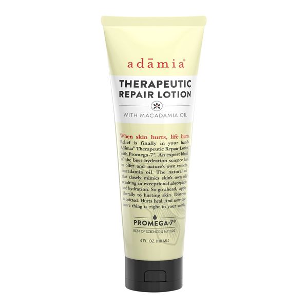 Adamia Therapeutic Repair Lotion with Macadamia Nut Oil and Promega-7, 4 Ounce Tube - Fragrance Free, Paraben Free, Non GMO
