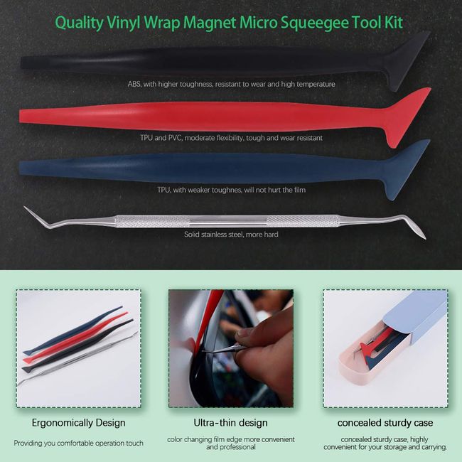 Complete Vinyl Wrap Application Tools Kit Auto Window Tint Film Tool Kit  Include Felt Squeegee, Fabric Felts, Micro Squeegee, Vinyl Magnet Holders