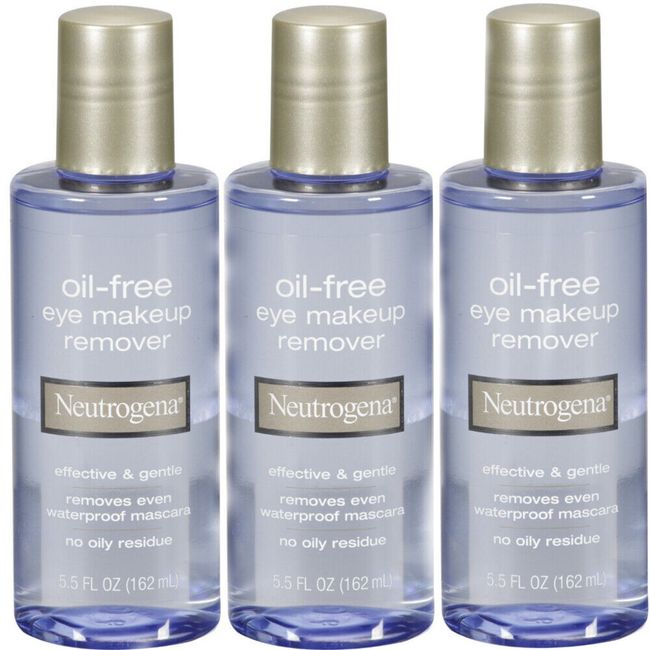 3 Pack Neutrogena Oil Free Gentle Eye Makeup Remover 5.5 Fl Oz 162 Ml Each