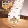Adorable Easter Bunny and Eggs Embroidered Polyester Table Runner