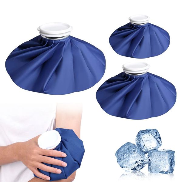 3 PCS Ice Pack for Injuries Reusable, Ice Bags Hot Water Bag, Ice Packs First Aid for Hot & Cold Therapy and Pain Relief with Cover, Muscle Soreness Relief, Swelling Control Whole Body Blue