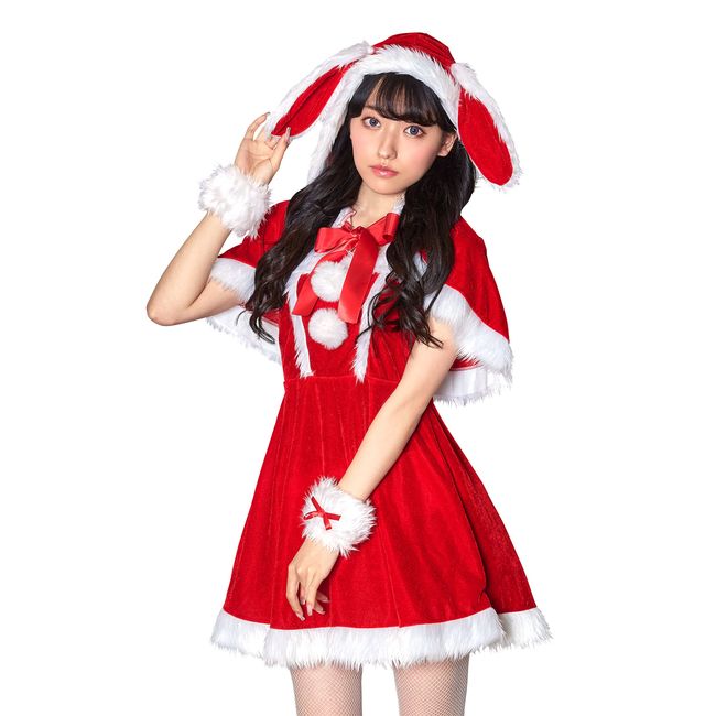 Clear Stone Miminoel Cosplay Christmas Rabbit Cape Santa Rabbit Santa Women's M Red Costume