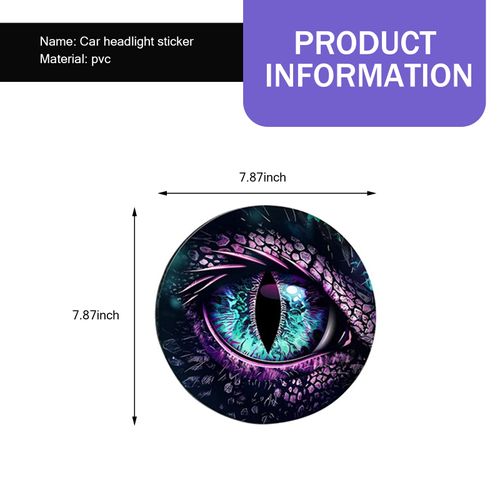 MOXRUQ 2 PCS Car Beast Eyes Decals, 3D Stereo Beast Eyes Stickers, Waterproof J-eep Round Light Decal, Cool Beast Eyes Light Decoration Stickers, Suitable for Wrangler and Most Cars (Perple Eyes)