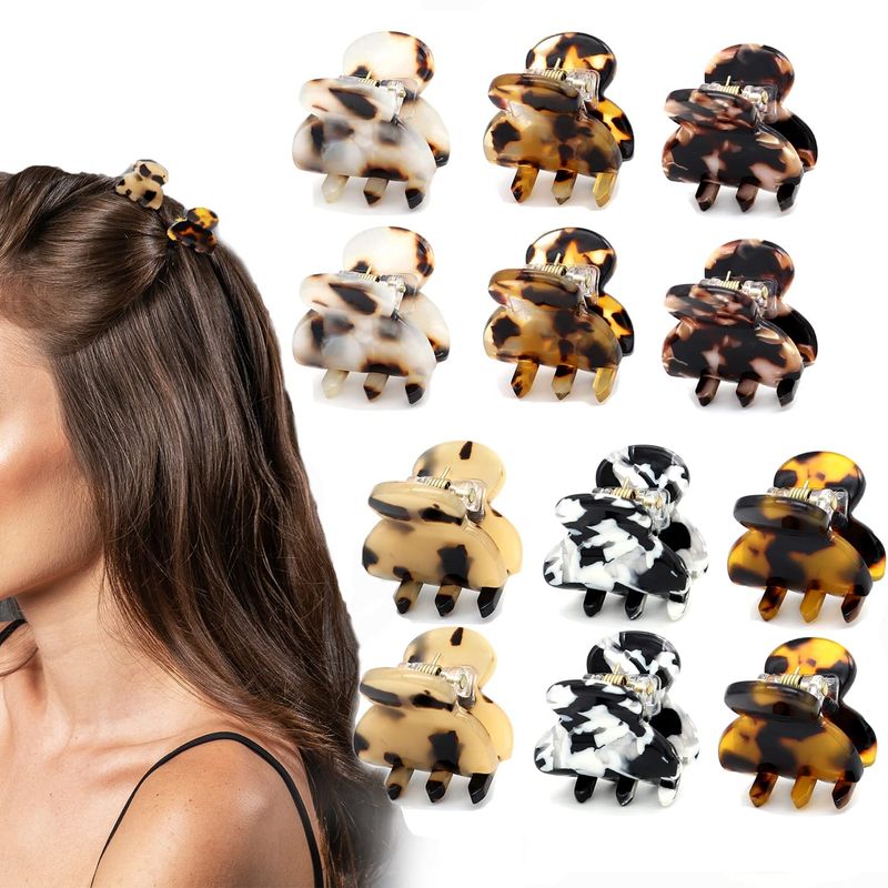 Cobahom 12 Pcs Small Hair Clips Mini Hair Claws Tortoise Shell Leopard ...