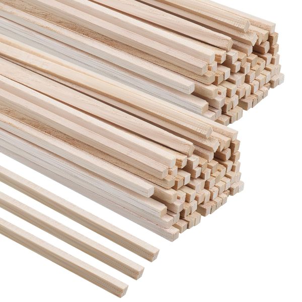 Menkxi 480 Pcs Wood Strips Balsa Square Wooden Dowels 1/8 Inch Balsa Wood Trips 12 Inch Long Hardwood Square Dowel Unfinished Wood Sticks Wooden Dowel Sticks Wooden Craft Sticks for Craft DIY Supplies