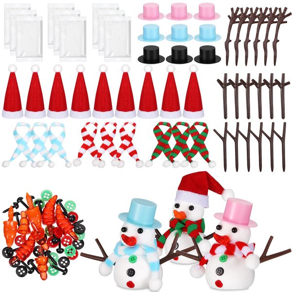 9 Pack Snowman Craft Kit for Kids Christmas Snowman DIY Craft Kit Build Snowman Decorating Kit Snowman Modeling Clay Hats Buttons Scarfs Kit Snowman Kit Foam Balls Craft Supplies for Xmas Home Party