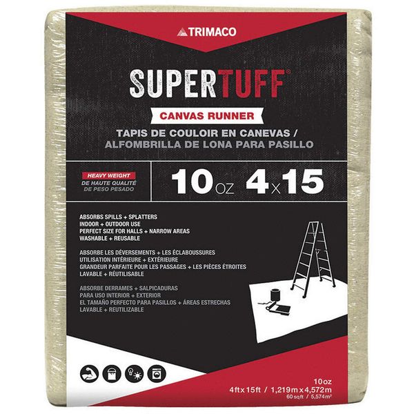 SUPERTUFF 51128 Drop Cloth,32 mil,Cotton Canvas,15 ft L 800DE9