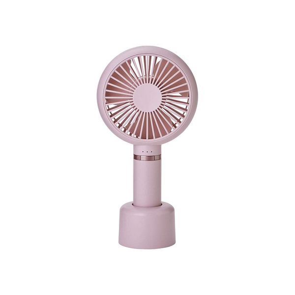 Koizumi KPF-0991/P Portable Fan, Handheld/Tabletop, Quiet Design, Mini USB, Rechargeable, 3 Levels of Air Flow Adjustment, Pink