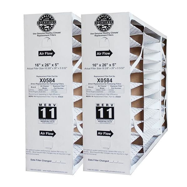 Lennox X0584 MERV 11 Filter - 2 Pack - 16" x 26" x 5"