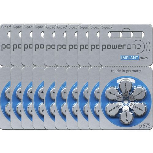 10 Packs (60 Batteries) Power One Cochlear Implant Batteries! 60 Batteries