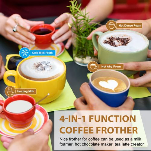 BIZEWO Milk Frother Electric, Coffee Frother, Warm and Cold Milk Foamer, 4 IN 1 Automatic Milk Warmer Stainless Steel with Touch Screen, Frother for Coffee, Latte, Hot Chocolate