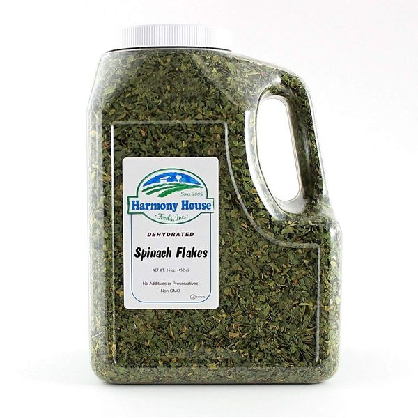 Harmony House Dried Spinach Flakes – Dehydrated Vegetables For Cooking, Camping, Emergency Supply and More (4 oz, Quart Jar)