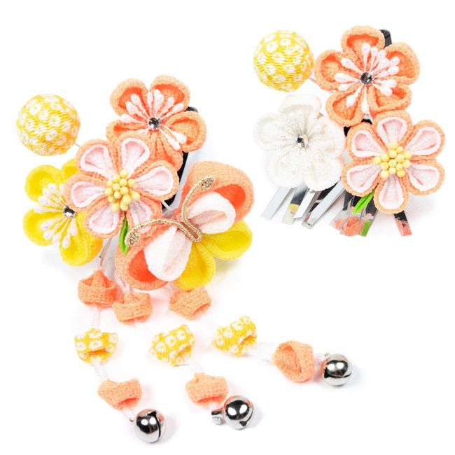 Kyoetsu D-4c Hair Ornament, Flower for Shichi-Go-San (2-piece Set), Set of 2, D