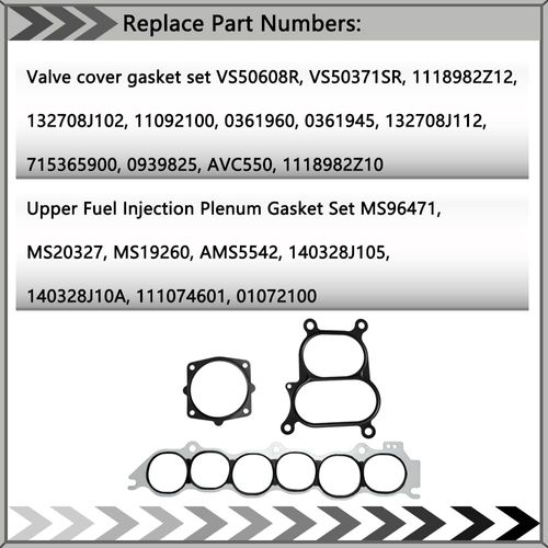 Engine Cylinder Valve Cover Gasket Set Replace VS50608R MS96471 MS20327 Compatible with Nissan Altima Maxima Murano Quest Infiniti I35 3.5L V6 Upper Fuel Injection Plenum Gasket Set