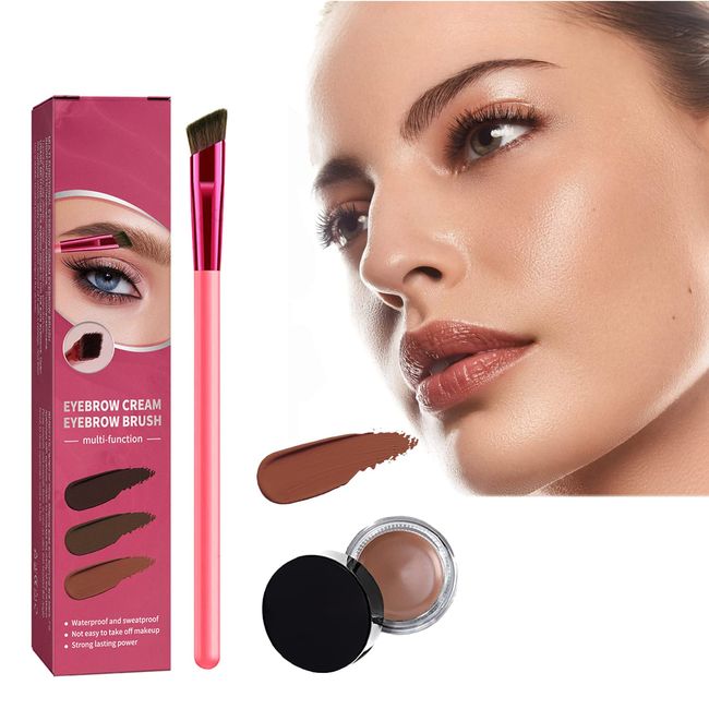 Augenbrauenbürste Multifunktion Professional Eyebrow Brush Abgewinkelter Augenbrauenpinsel Square Concealer Brush Augenbrauenbürste mit Eyebrow Cream (Hellbraun)