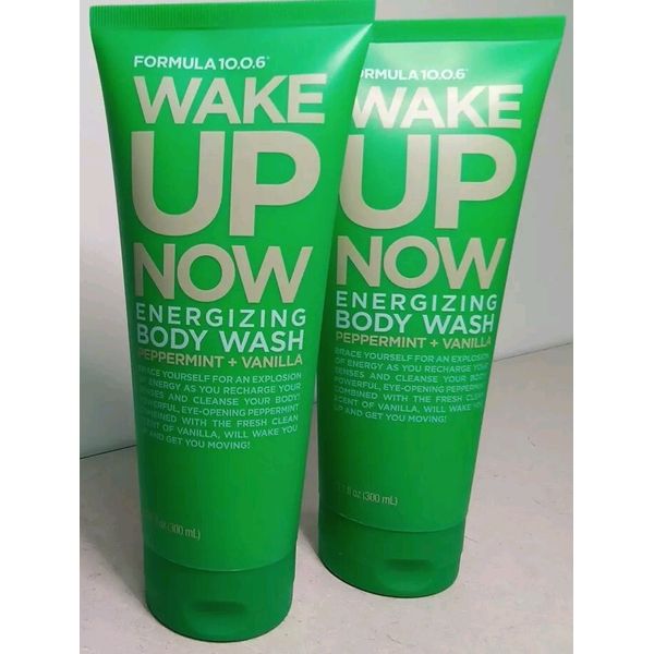 2 Wake Up Now Energizing Body Wash Peppermint+Vanilla 10.1 Fl oz Each.