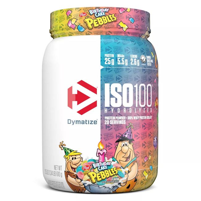 Dymatize 100% Whey Isolate Protein Powder - Birthday Cake Pebbles -21oz/20 Serve