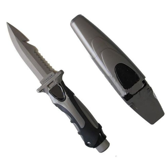 Scuba Choice Scuba Diving 10" Heavy Duty Titanium Point-Tip Dive Knife with 2 Knife Straps