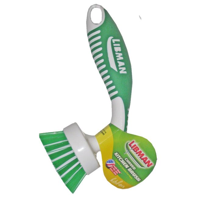 Libman Kitchen Brush - Green, Dish Brush with No Slip Rubber