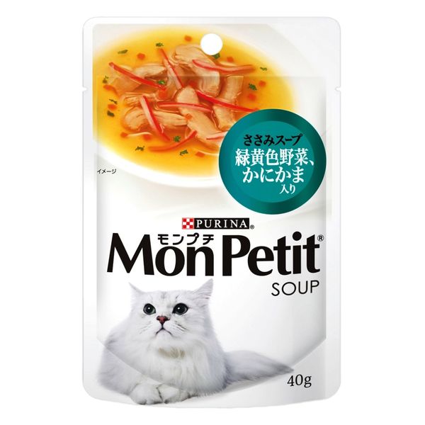 Mompuchi Soup Pouch, For Adult Cats, Green & Yellow Vegetables, Crab Bites, Scissors Soup, 1.4 oz (40 g) x 12 Bags (Bulk Purchase) [Cat Food]