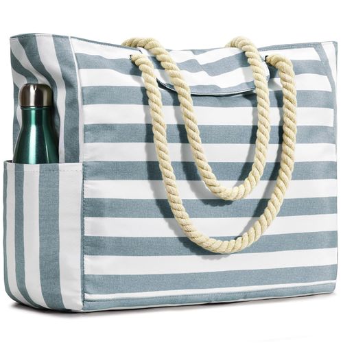 oscaurt Beach Bag Waterproof Tote Bag Shopper Bag Travel Bag Women's Shoulder Bag with Zip Holiday Must Haves Swimming Bag Work Bag for Women, A-Grey, XXL