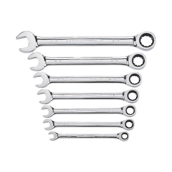 GEARWRENCH 9317 Polish Chrome Steel SAE Ratcheting Wrench Set #72 x 0.6 L in.