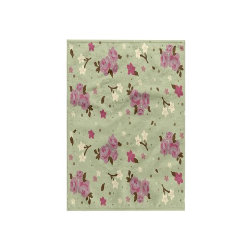 3D Rose Shabby Chic Pink Roses on Cream Green-Pretty Floral Pattern-Flowery Flower Gifts for Girly Girls TWL_58303_1 Towel, 15" x 22"