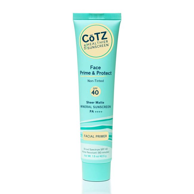 COTZ Face Prime & Protect Non-Tinted Mineral Sunscreen and Facial Primer Broad Spectrum SPF 40; PA++++ 1.5 oz / 42.5 g.