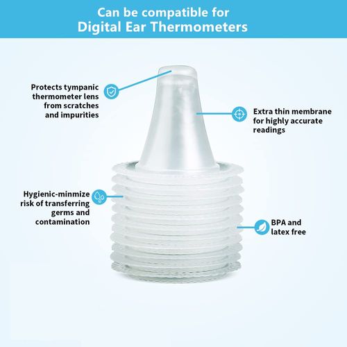 CEI-CEI 500 Counts Ear Thermometer Covers Lens Filters Refill Caps for Ear Thermometer, BPA Free and Disposable Ear Thermometer Covers Caps (500)