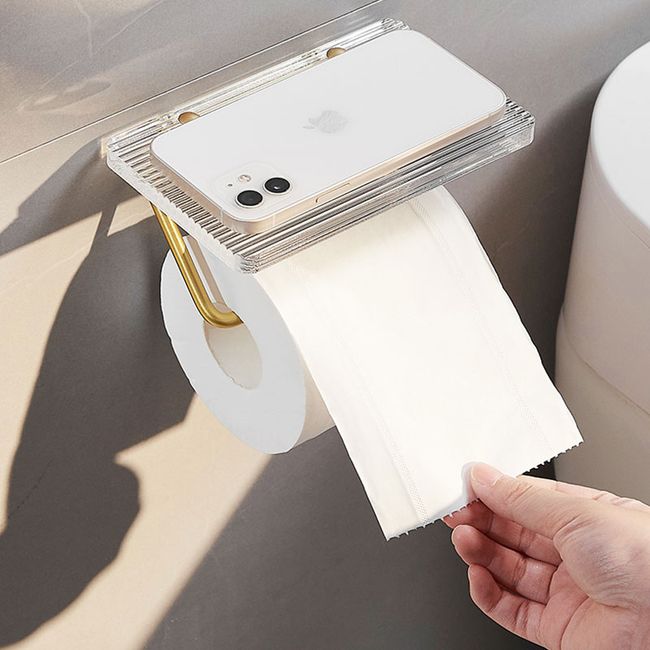 Golden Toilet Paper Holder, Self Adhesive Toilet Roll Paper Holder