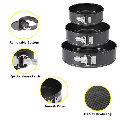 Tunyet Springform Pan, 3PCS 7,8,9 Inch Cheesecake Pans with Removable Bottom, Non-stick Spring Form Pan for Cheesecake (black)