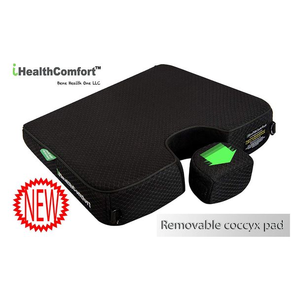 iHealthComfort Memory Foam Seat Cushion Soft Wellness Orthopedic Potable Cushion