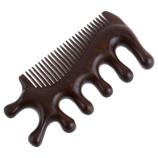 Amaxiu Wooden Massage Comb, Sandalwood Head Scalp Comb No Static Wide Tooth Comb for Head Scalp Scalp Stimulator Comb Gua Sha Comb Body Massage Tool for Men Women(Style-C)