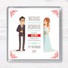 Ruby Wedding Anniversary (40 years) Gift Personalised Drinks Coaster. 12 Figures Choices, Any Names & Date