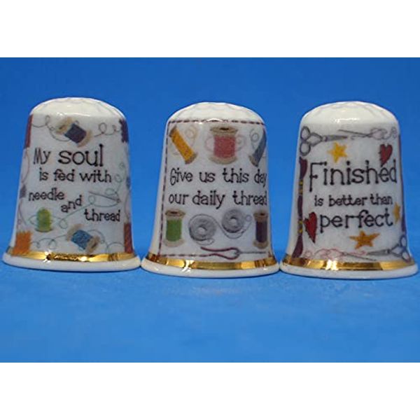 Porcelain China Thimbles Set of Three - Sewing Thoughts