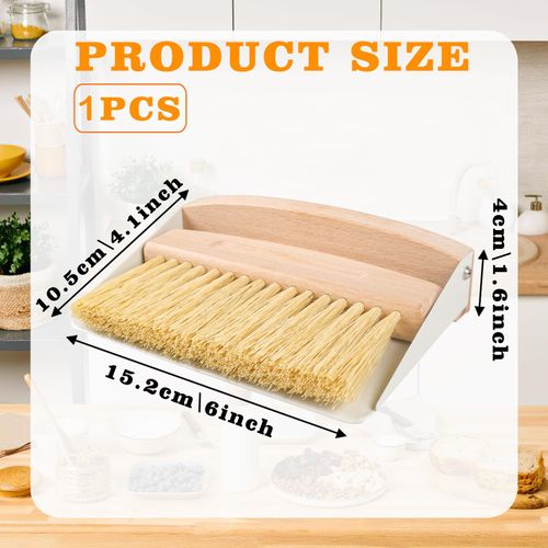 Small Dust Pan and Brush Set, Mini Hand Broom and Dustpan Set, Wooden Crumb Sweeper for Home Desktop, Sofa, Pet Care Household (White)