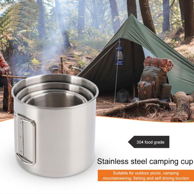 1 Set Outdoor Camping Cup, 304 Stainless Steel Portable Heat Resistant  Coffee Cup, Insulated Tea Cup For Outdoor Travel, Hiking, Picnic And Cup