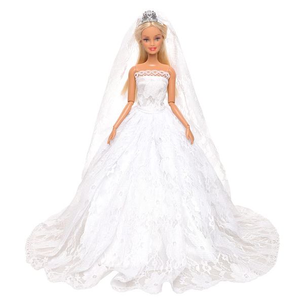 Miunana Princess Party Wedding Dress Clothes Gown Outfit with Veil for 11.5 Inch Girl Doll Gift