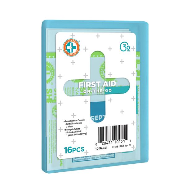 Be Smart Get Prepared Compact First Aid Kit: Clean, Treat, Protect Minor Cuts, Scrapes. Home, Office, Car, School, Business, Travel, Emergency, Survival, Hunting, Outdoor, Sports . FSA / HSA eligible.