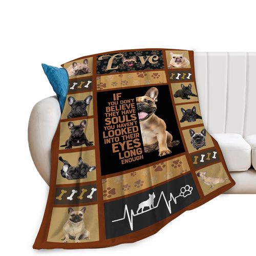 Cute French Bulldog Blanket Funny Dog French Bulldogs Throw Blankets Gifts for Girls Boys Cozy Warm Soft Fuzzy Flannel Throws Plush Stuffed Animal Pet Fleece Blanket Gifts for Men Women 50"x40"