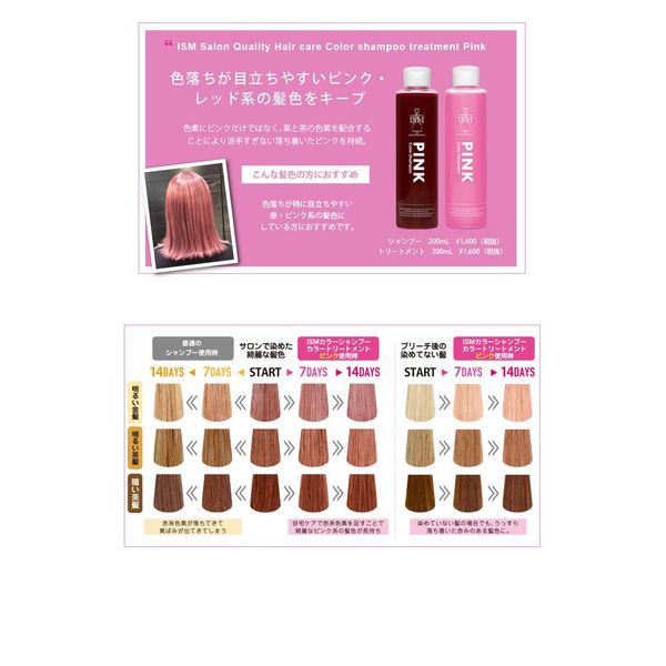 ISM Color Shampoo & Treatment Set (200ml each) Pink