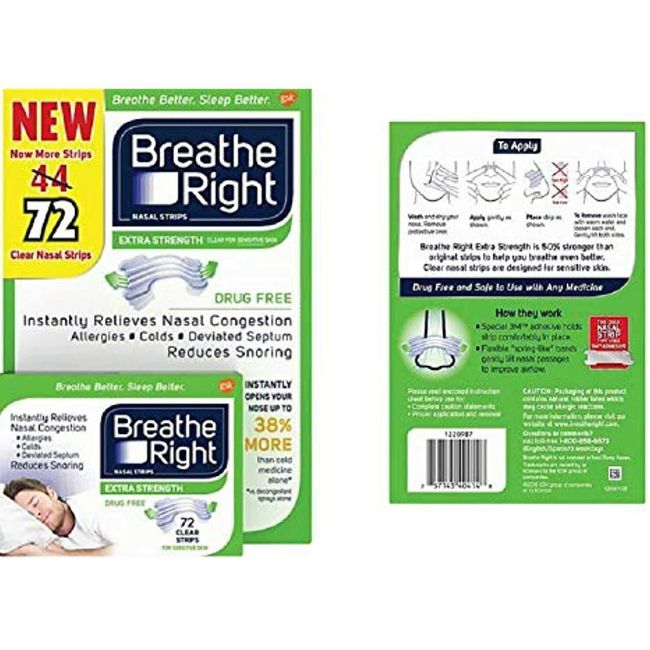 Breathe Right Extra Strength Drug-Free Nasal Strips for Nasal Congestion Relief,