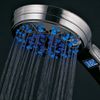 Hotel Spa 3 Colors LED Hand Shower with Temperature Display, Chrome, 4.25"