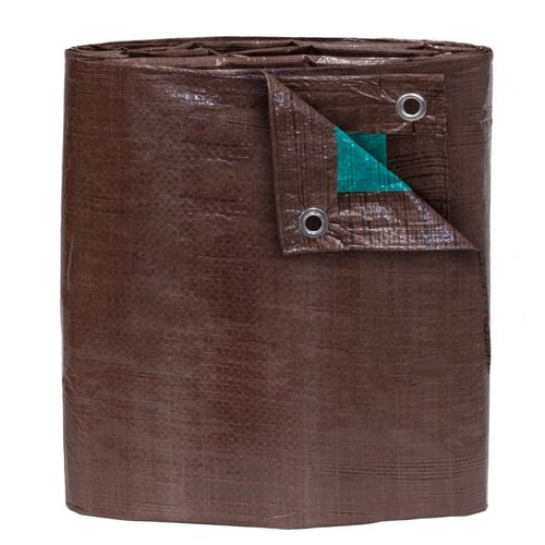 TARP SUPPLY Inc. Brown/Green Poly Tarp – 12'x20' 5 Mil Lightweight Waterproof Tarpaulin with Aluminum Grommets & Reinforced Edges for Camping, Landscaping, Firewood, Roof, Lawn, Garden & Outdoor Cover