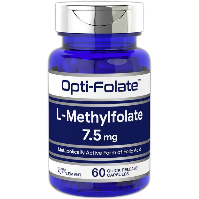 L Methylfolate 7.5 mg | 60 Capsules | Optimized and Activated | Non-GMO, Gluten Free | Methyl Folate, 5-MTHF | by Opti-Folate