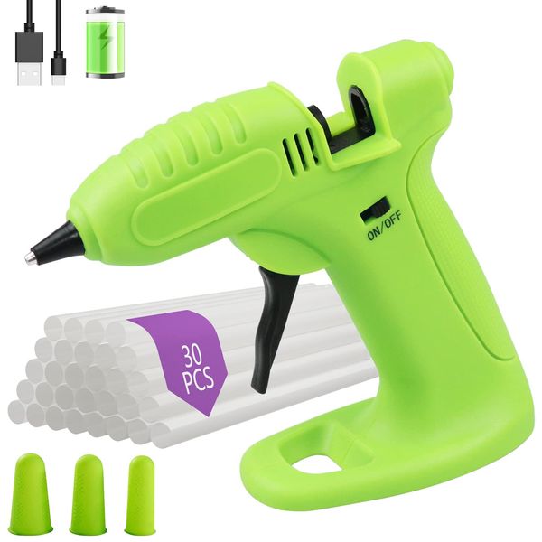 Cordless Hot Glue Gun, Glue Gun Cordless & Rechargeable, Cordless Gun Glue, USB Glue Gun with 30 Glue Gun Sticks & Battery Operated & Charger Glue Guns Kit for Crafts DIY Arts Home Repairs