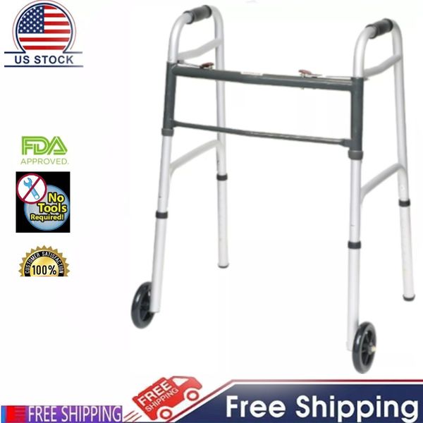 PROBASICS ROLLING WALKER, ALUMINUM, 2 WHEELS, FOLDABLE, STURDY, TO 300LBS WEIGHT